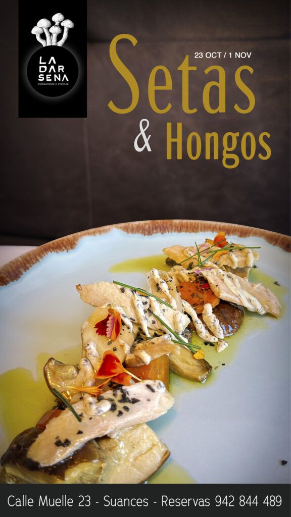 Cartel de las Jornadas de Setas y Hongos del Restaurante La Dársena en Suances, del 23 de octubre al 1 de noviembre